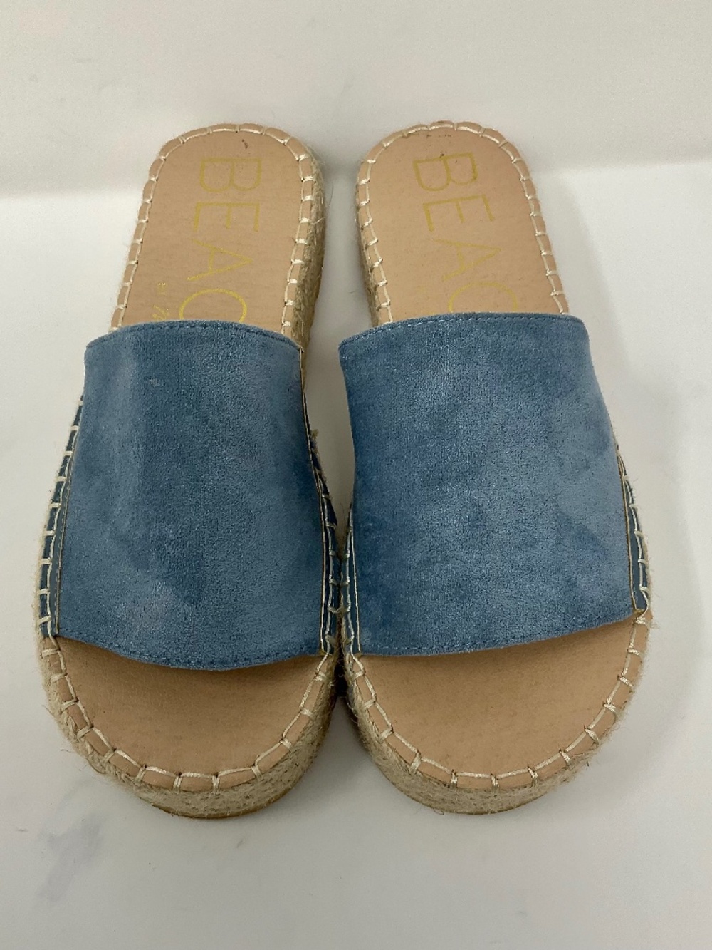 ^Wms "Matisse" Rey Lt Blu Espadrille Slides Jute 1.5" Platform ^ SZ 9B
